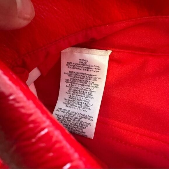 Bcbgmaxazria Size Xxs Red Faux Leather Fold Over Waist Peplum Pants - Picture 11 of 12